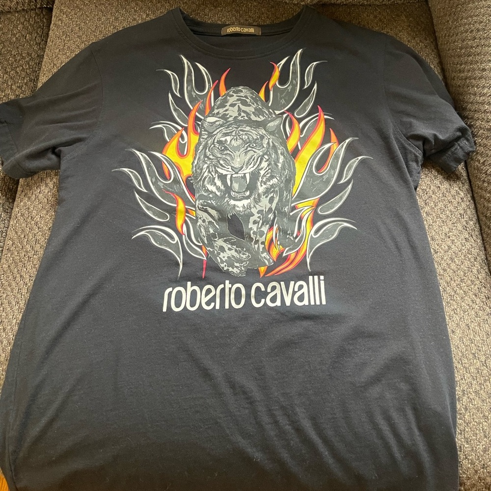Roberto Cavalli Black Tiger Oversized T Shirt